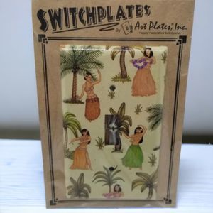 Single Switch Plate Cover Hula Girl Palm Tree Art Plates Happy Handcrafted Wall